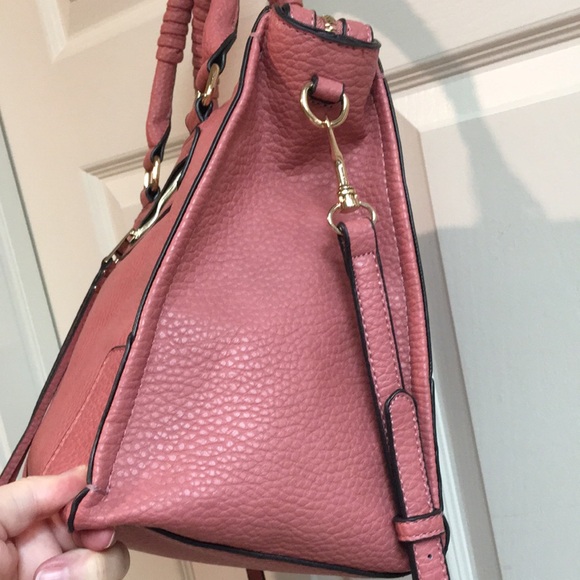 Elegant Salmon Leather Handbag Satchel/Crossbody - Picture 4 of 13